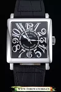Franck Muller Master Square Black Dial Silver Case Black Leather Band En60248