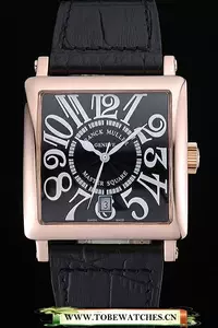 Franck Muller Master Square Black Dial Gold Case Black Leather Band En60250