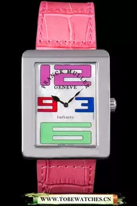 Franck Muller Infinity Stainless Steel Bezel Pink Croco Bracelet En59295