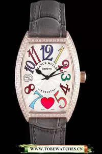 Franck Muller Heart Diamond Gold Bezel Grey Leather Band En117987
