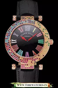 Franck Muller Double Mistery 4 Saisons Black Dial Rose Gold Case Black Leather Strap En122590