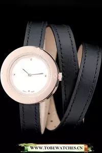 Hermes Classic Mop Dial Black Elongated Leather Strap En58789