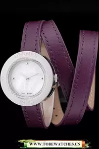 Hermes Classic Mop Dial Purple Elongated Leather Strap En58791