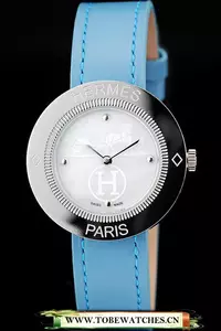 Hermes Classic Mop Dial Light Blue Leather Strap En58798