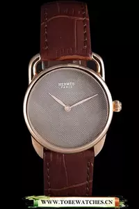 Hermes Classic Croco Leather Strap Silver Dial En59402
