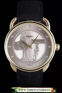 Hermes Classic Croco Leather Strap Silver Dial En59407