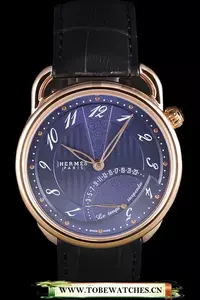 Hermes Classic Croco Leather Strap Navy Dial En59410