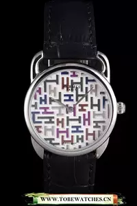 Hermes Classic Croco Leather Strap Multicolor Patterned Logo Dial En59413