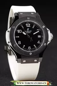 Hublot Big Bang Black Bezel Black Dial White Rubber Strap En58349