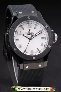 Hublot Big Bang Black Bezel White Dial Black Rubber Strap En58351