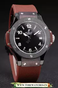 Hublot Big Bang Black Bezel Black Dial Brown Rubber Strap En58353
