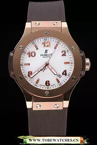 Hublot Big Bang King Rose Gold Bezel White Dial Brown Rubber Strap En58359