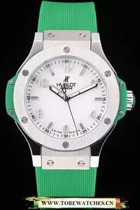 Hublot Big Bang King Stainless Steel Bezel White Dial Green Rubber Strap En58363