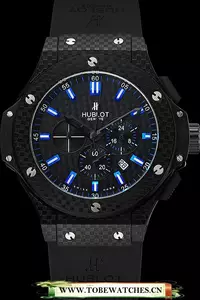 Hublot Big Bang Carbon Dial With Blue Markings Carbon Case And Bezel Black Rubber Strap En120742