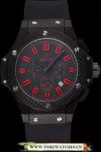 Hublot Big Bang Carbon Dial With Red Markings Carbon Case And Bezel Black Rubber Strap En120743