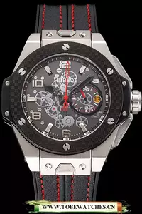 Hublot Big Bang Ferrari Black Dial And Bezel Stainless Steel Case Black Leather Strap En120744