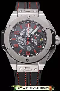 Hublot Big Bang Ferrari Black Dial Stainless Steel Case And Bezel Black Leather Strap En120745