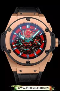 Hublot Big Bang Limited Edition Black And Red Dial Gold Case Black Leather Strap En120861
