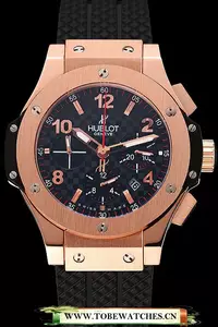 Hublot Big Bang Carbon Effect Dial Rose Gold Case Black Rubber Bracelet En124515