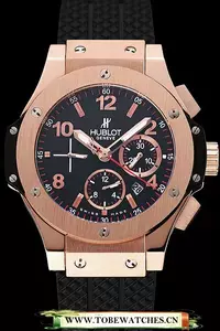 Hublot Big Bang Black Dial Rose Gold Case Black Rubber Bracelet En124516