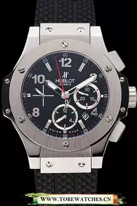 Hublot Big Bang Black Dial Silver Case Black Rubber Bracelet En124518