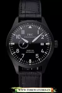 Iwc Mark Xvll Black Dial Black Stainless Steel Case Black Leather Strap En121424