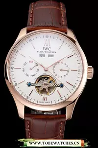 Iwc Portofino Tourbillon White Dial Rose Gold Case Broen Leather Strap En121920