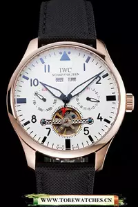 Iwc Pilot Tourbillon White Dial Rose Gold Case Black Textile Strap En121922