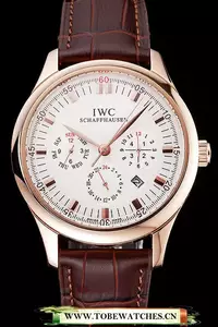 Iwc Portugieser Perpetual Calendar White Dial Rose Gold Case Brown Leather Strap En121975