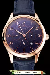 Iwc Portugieser Power Reserve Blue Dial Rose Gold Case Blue Leather Strap En121978