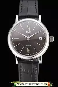 Iwc Portofino Dark Gray Dial Stainless Steel Case Black Leather Strap En122029