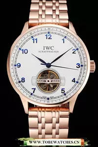Iwc Portugieser Tourbillon White Dial Blue Numerals Rose Gold Case And Bracelet En122940