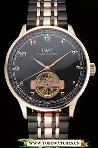 Iwc Portugieser Tourbillon Black Dial Rose Gold Numerals Rose3 Gold Case Two Tone Black Rose Gold Bracelet En122943