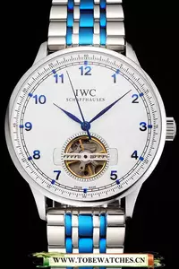 Iwc Portugieser Tourbillon White Dial Blue Numerals Stainless Steel Case Two Tone Blue Steel Numerals En122944