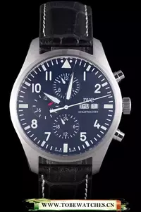 Iwc Pilot Black Dial Black Leather Bracelet En87712
