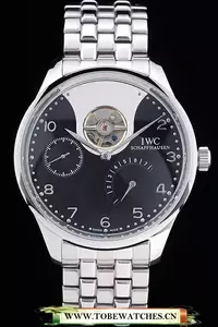 Iwc Portuguese Tourbillon Mystere 47mm Black Dial Stainless Steel Bracelet En87722