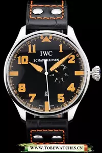Iwc Big Pilot 45mm Black And Orange Dial Black Leather Bracelet En96012