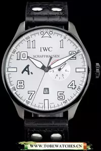 Iwc Pilot 7 Day White Dial Black Leather Bracelet En96102