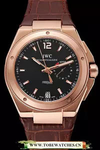Iwc Big Ingenieur 7 Day Power Reserve Black Dial Rose Gold Case Brown Leather Bracelet En124537