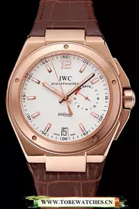 Iwc Big Ingenieur 7 Day Power Reserve White Dial Rose Gold Case Brown Leather Bracelet En124538