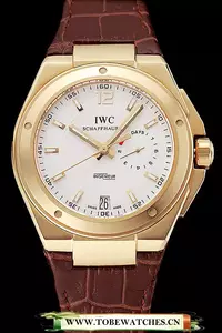 Iwc Big Ingenieur 7 Day Power Reserve White Dial Gold Case Brown Leather Bracelet En124539