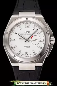 Iwc Big Ingenieur 7 Day Power Reserve White Dial Silver Case Black Leather Bracelet En124540