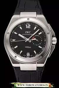 Iwc Big Ingenieur 7 Day Power Reserve Black Dial Silver Case Black Leather Bracelet En124541