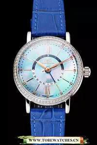 Iwc Portofino Day And Night Pearl Dial Stainless Steel Case Blue Leather Strap En122443