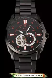 Iwc Pilot's Watch Black Dial With Orange Markings Black Plated Stainless Steel Case And Bracelet En123565
