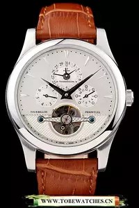 Jaeger Le Coultre Master Control Tourbillon White Dial Brown Leather Strap En58369