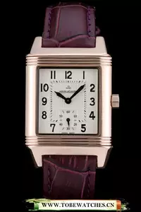 Jaeger Le Coultre Reverso Squadro Lady Brown Leather Strap White Dial En58912
