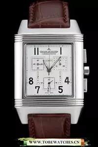 Jaeger Le Coultre Reverso Squadro Brown Leather Strap Black Dial En58919