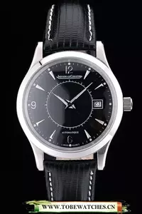 Jaeger Le Coultre Master Control Stainless Steel Bezel Black Leather Strap En58958