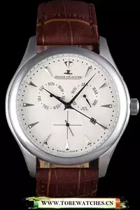Jaeger Lecoultre Master Silver Bezel Brown Leather Band En59704